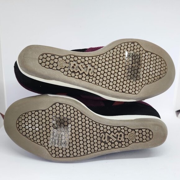 Ashitalia Women's Black/Coral Suede Athletic Wedge Sneakers Size 38 - Picture 4 of 9